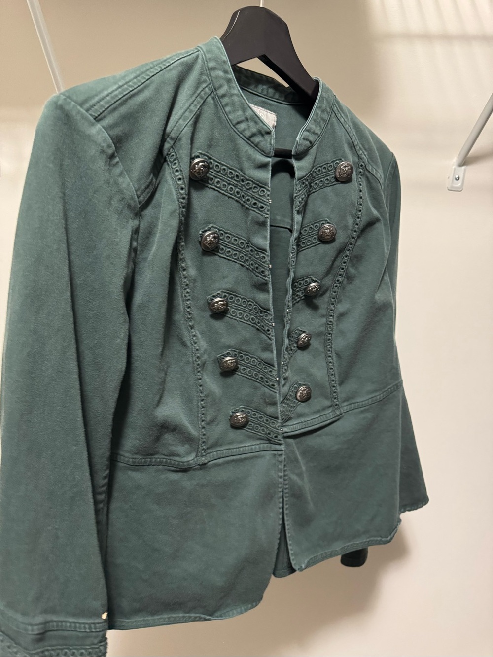 Torrid Military-Style Button Jacket in Teal Green